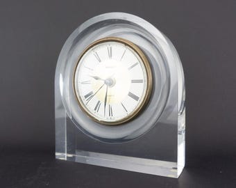 Reloj de mesa vintage Staiger de metacrilato, años 80, estilo Hollywood Regency, decoración retro, Alemania