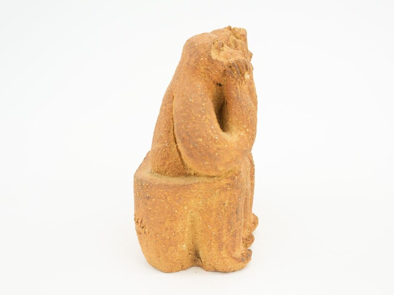 Vintage Brutalist Sculpture 1970s | Seated Terracotta Figures | Naive Art, Unique Piece | Made in Spain image 6