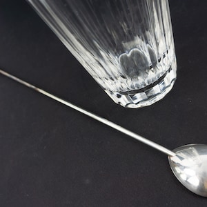 Masini Vintage Cocktail Pitcher 1960s Bohemian Cut Crystal Frame Silver Metal Bartender Mixing Spoon Made in Italy image 9