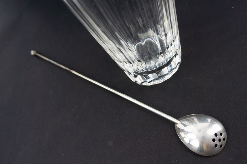 Masini Vintage Cocktail Pitcher 1960s Bohemian Cut Crystal Frame Silver Metal Bartender Mixing Spoon Made in Italy image 9