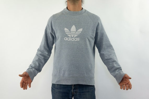 in With Etsy Size Sweatshirt 1980s Sweater - Big Vintage L Grey Ventex Grey Trèfoil Adidas Velvet France Cotton/white Jumper Made