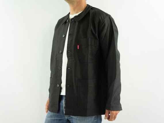 Vintage Adolphe Lafont Work Jacket 1980s | Black Moleskin