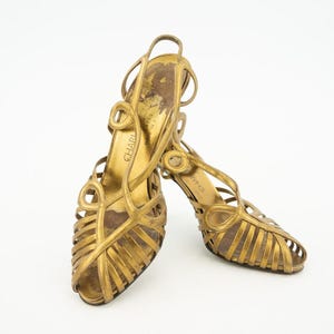 Vintage Charles Jourdan gouden leren pumps jaren 80 | Glanzende hoge hakken stiletto | Frankrijk | US5 VK3,5