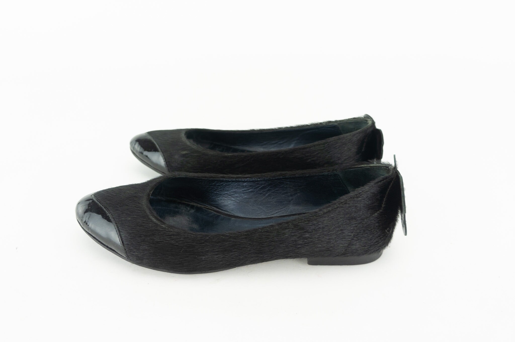 Ballerines Sonia Rykiel Cuir Noir Brodées Turquoise - Taille 37, Vintage, Très Bon état