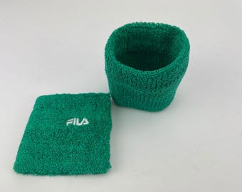 Fila Vintage Green Tennis Wristbands 1980s | Retro Sports Accessory | NOS | Italy