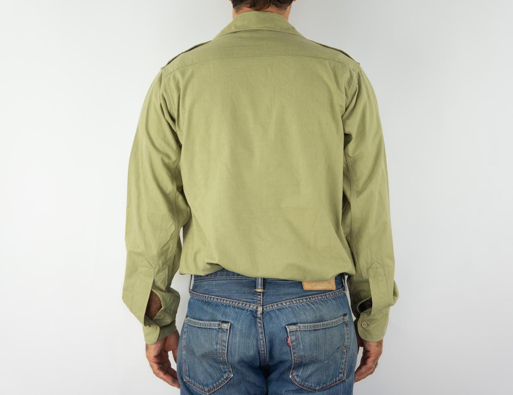 Vintage French Army Military Shirt 1950s | M47 Khaki Field