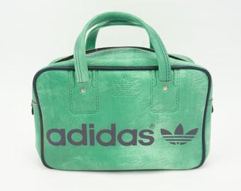 Adidas Vintage Sports Bag 1970s | Small Green Vinyl Gym Bag