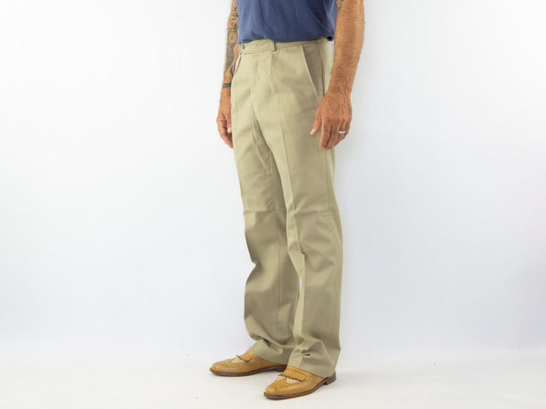 Vintage Pigeon Voyageur Work Pants 1950s | Beige Chino Cotton Workwear | NOS | France | M image 3