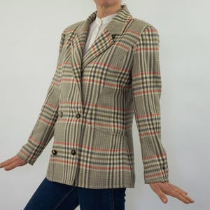 Blazer vintage in lana Courrèges anni '80 / Giacca a quadri Principe di Galles / Francia / M immagine 2
