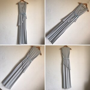 Vintage Evening Dress Maxi Dress 1980s Striped Infinity Dress Light Blue/White Ruffle Dress Made in France Size S image 9
