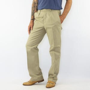 Vintage Pigeon Voyageur Work Pants 1950s | Beige Chino Cotton Workwear | NOS | France | M image 1