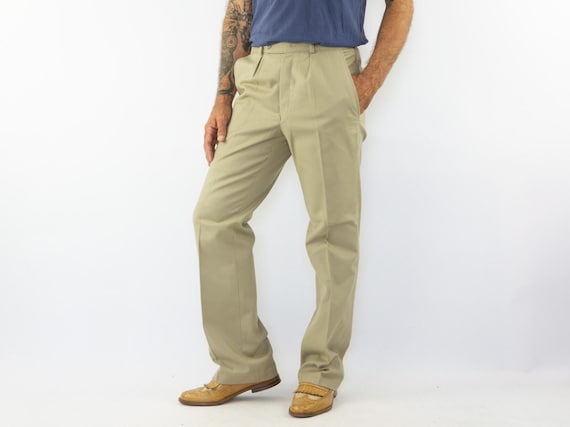 Vintage Pigeon Voyageur Work Pants 1950s | Beige Chino Cotton Workwear | NOS | France | M