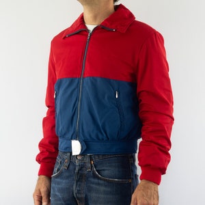 Vintage Ski Jacket 1990s | Red/Blue Short Retro Puffer Anorak | Belted Waist | Winter Ski Outerwear | Made in Germany | Size M