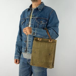 Sac Militaire Vintage | Porte Carte Mod 1958 | 1950s | Guerre Algérie/Indochine | Sac Bandoulière Toile Kaki | Made in France