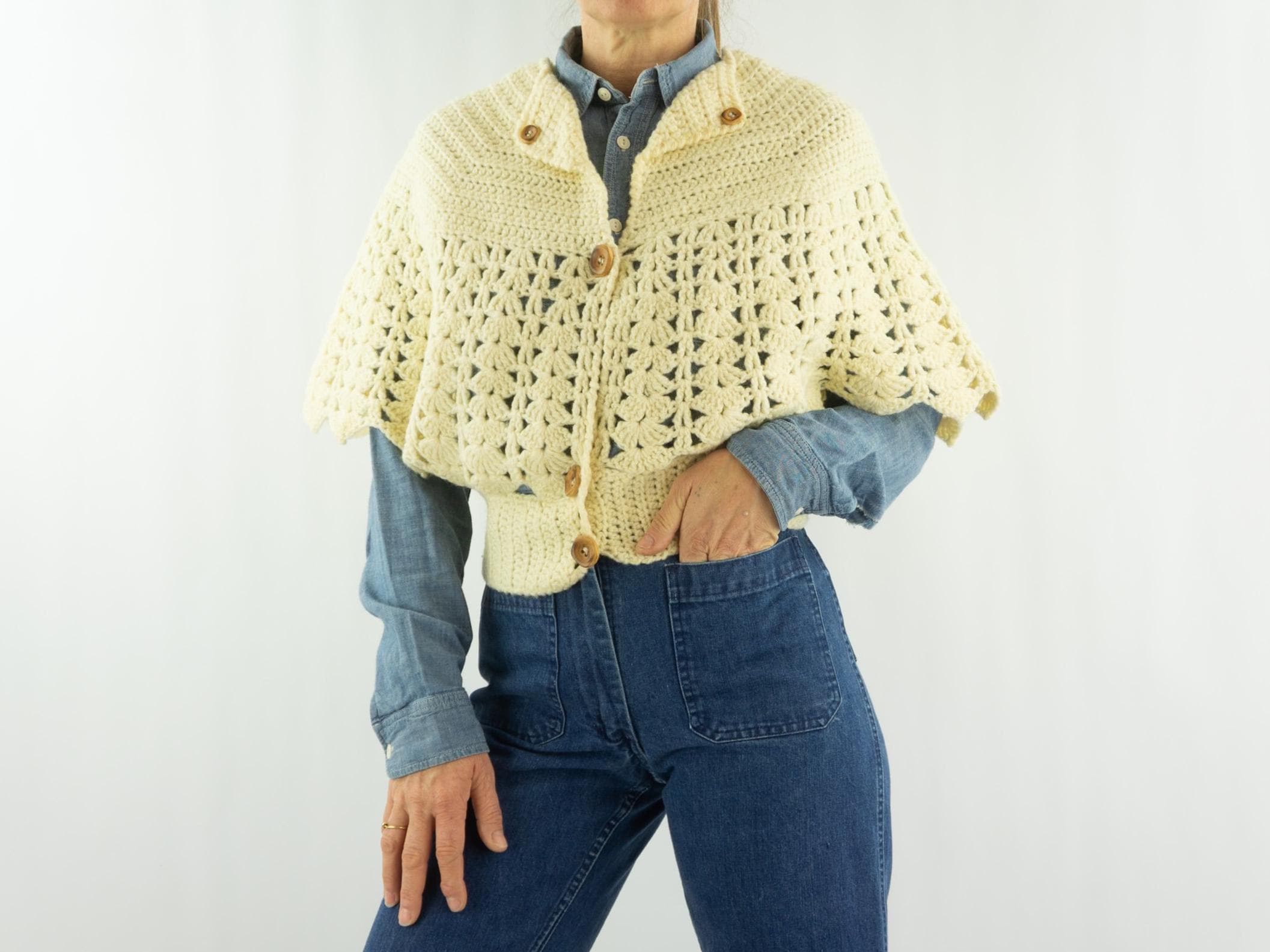 Veste Courte En Laine Vintage Années 70 - Fabriquée En France - Taille L - Occasion Très Bon état