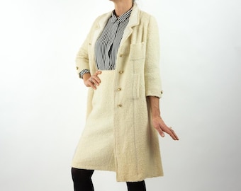 Vintage Tweed Skirt Suit 1960s | Wool Coat & Pencil Skirt Set | Pearl Buttons | S