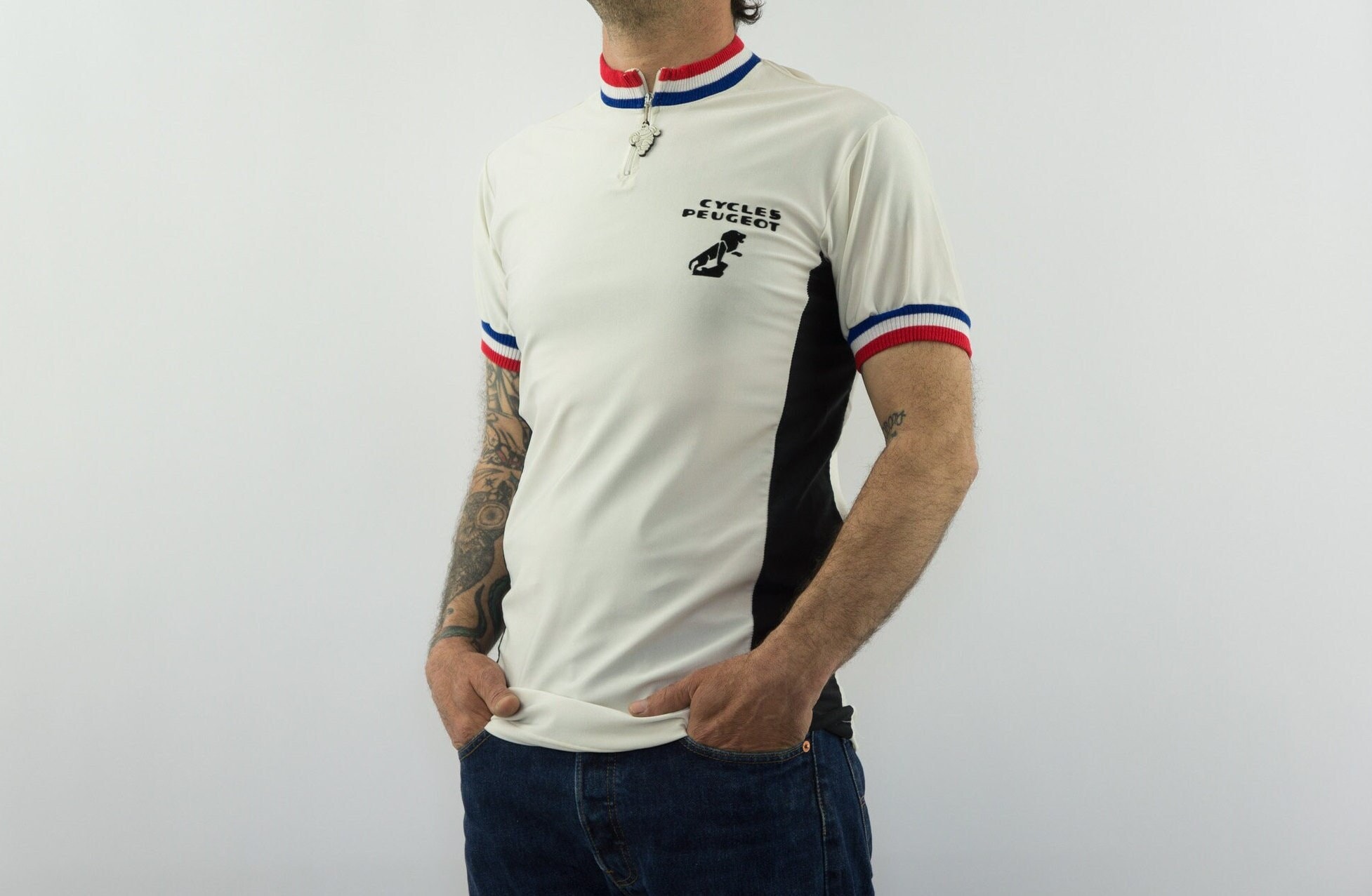 Peugeot | Vintage Cycling Jersey | 1980s | Cycles | Retro Cycle Jersey | Short Sleeves T-Shirt | Made in France | Size S/M