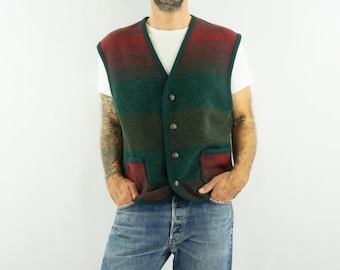 90s Vintage Woolrich Wool Vest Mens L Red Utility Workwear Full