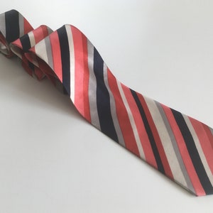 Pierre Balmain Vintage Silk Necktie 1980s | Blue Red White Diplomatic Striped Classic Tie | NOS | Made in Italy