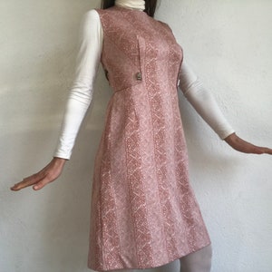 Vintage A-Line Dress | 1960s | Mod Dress with Geometric Pattern | Twiggy/Scooter Girl | Sleeveless | Made in France | NOS | Size M
