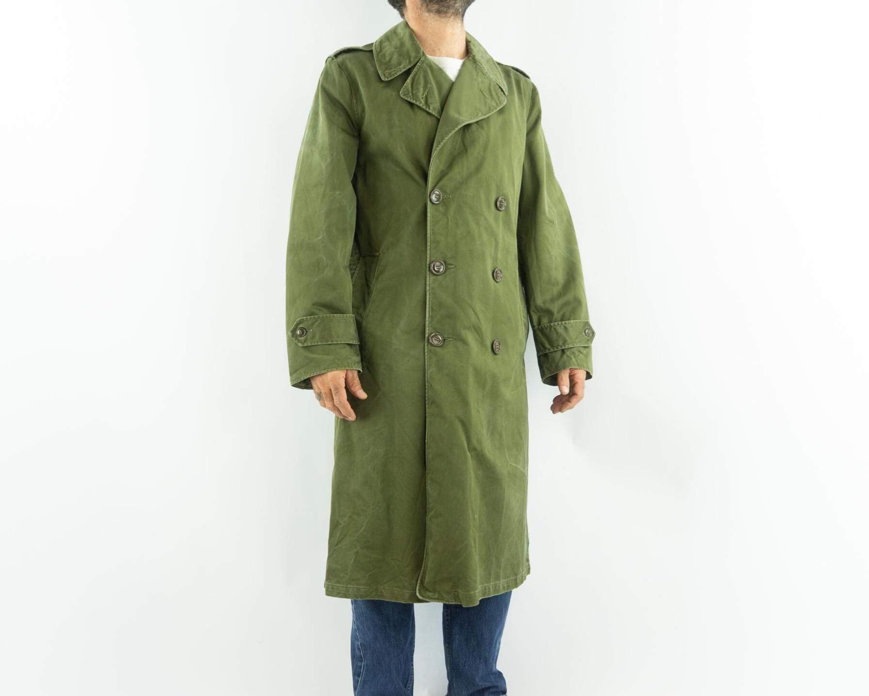 Vintage US Army M-1950 OD-7 Overcoat | Trench Coat Olive Cotton
