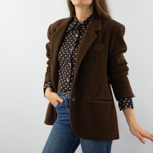 Blazer vintage Cacharel años 80 / Chaqueta de traje marrón de lana y cachemira / Corte recto clásico / Estilo elegante de oficina / Hecho en Francia / M/L