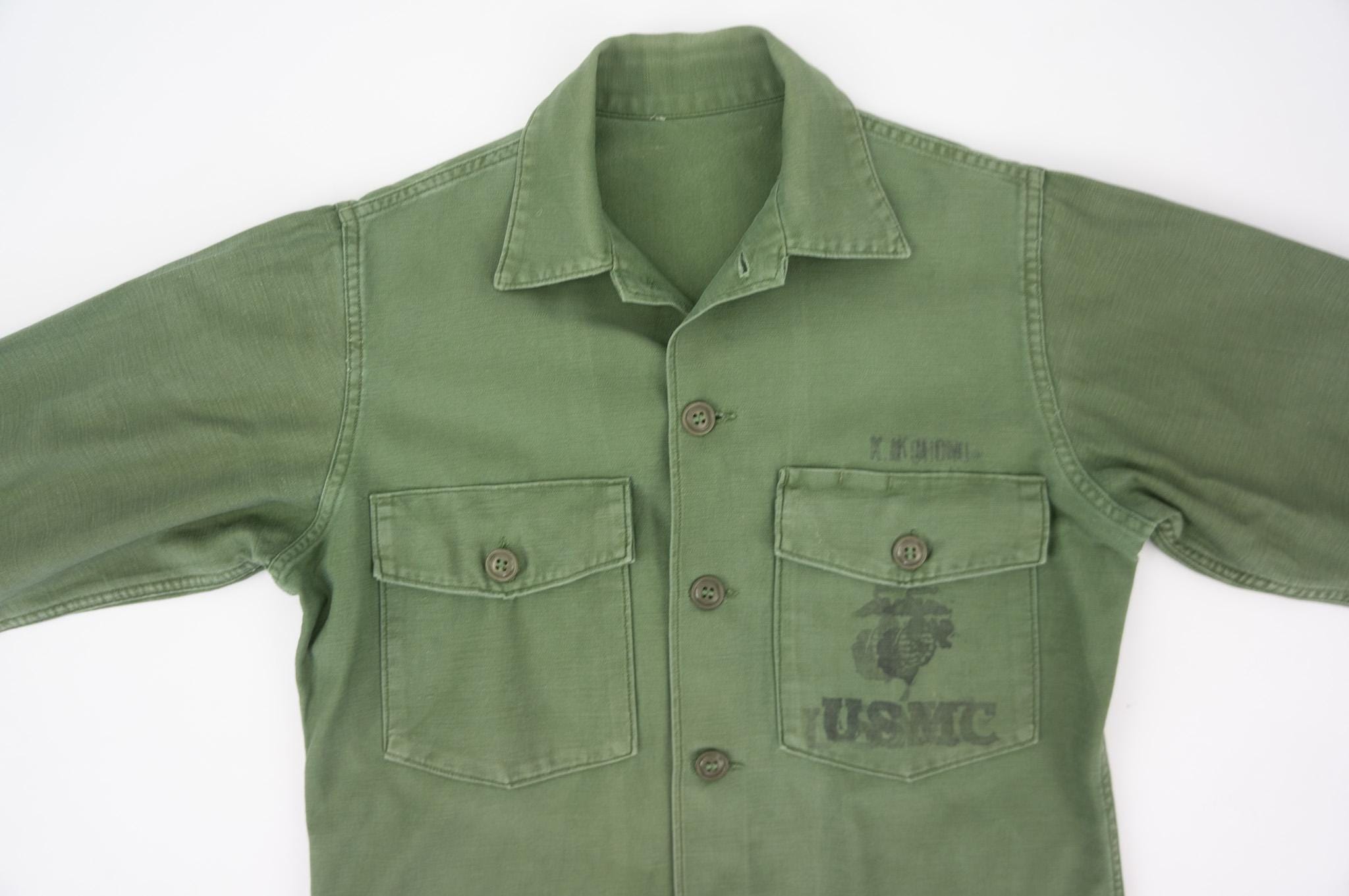 Vintage USMC OG 107 Us Army Fatigue Shirt 1960s | Military Utility