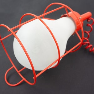 1980s Vintage Hand Lamp | Red Metal Workshop Light | Memphis Style Portable Lamp | Postmodern Wall Light | Made in France