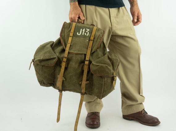 Sac à Dos Lafuma Randonnée - Vintage Années 1950-60 - Modèle Armée Alpine - Toile Beige