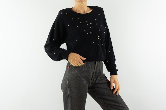 Sonia Rykiel Vintage Sweater 1990s | Black Wool Knit Jumper  display picture 2