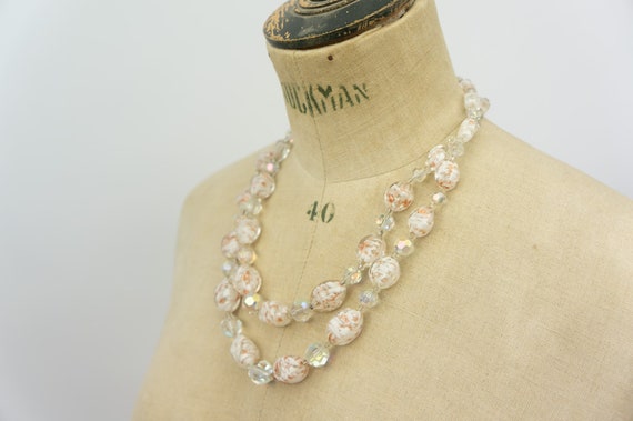 Vintage Double Strand Necklace | 1950s | White an… - image 1