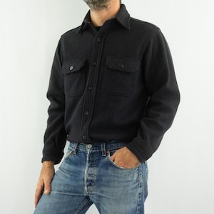 Chemise Vintage CPO US Navy En Laine Noire Boutonnée Taille M - Occasion - Militaria