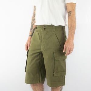 Vintage M47 Shorts 1950er Jahre | Französische Armee Cargo Shorts | Algerischer Krieg | Schwere oliv Baumwolle | Militär dienstbar | Hergestellt in Frankreich | Grösse L