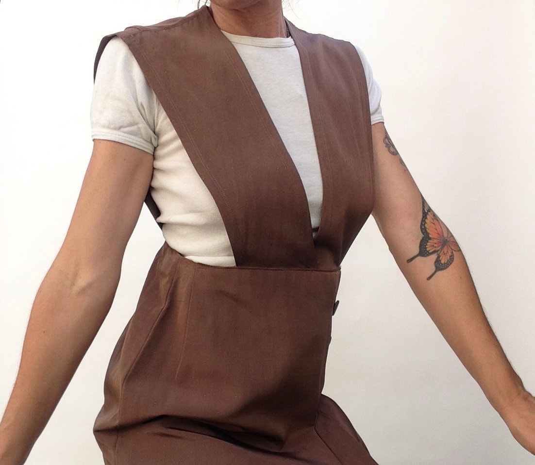 Vintage Pinafore Dress 1960s Pleated 