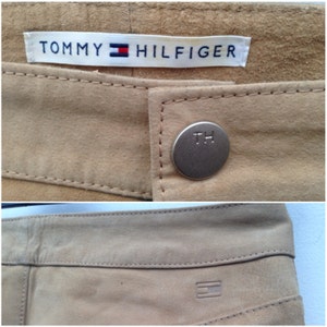 Tommy Hilfiger Vintage Leather Pants 1980s Boot Cut Pants Beige Suede Pants Flares Leather Pants Size S image 4