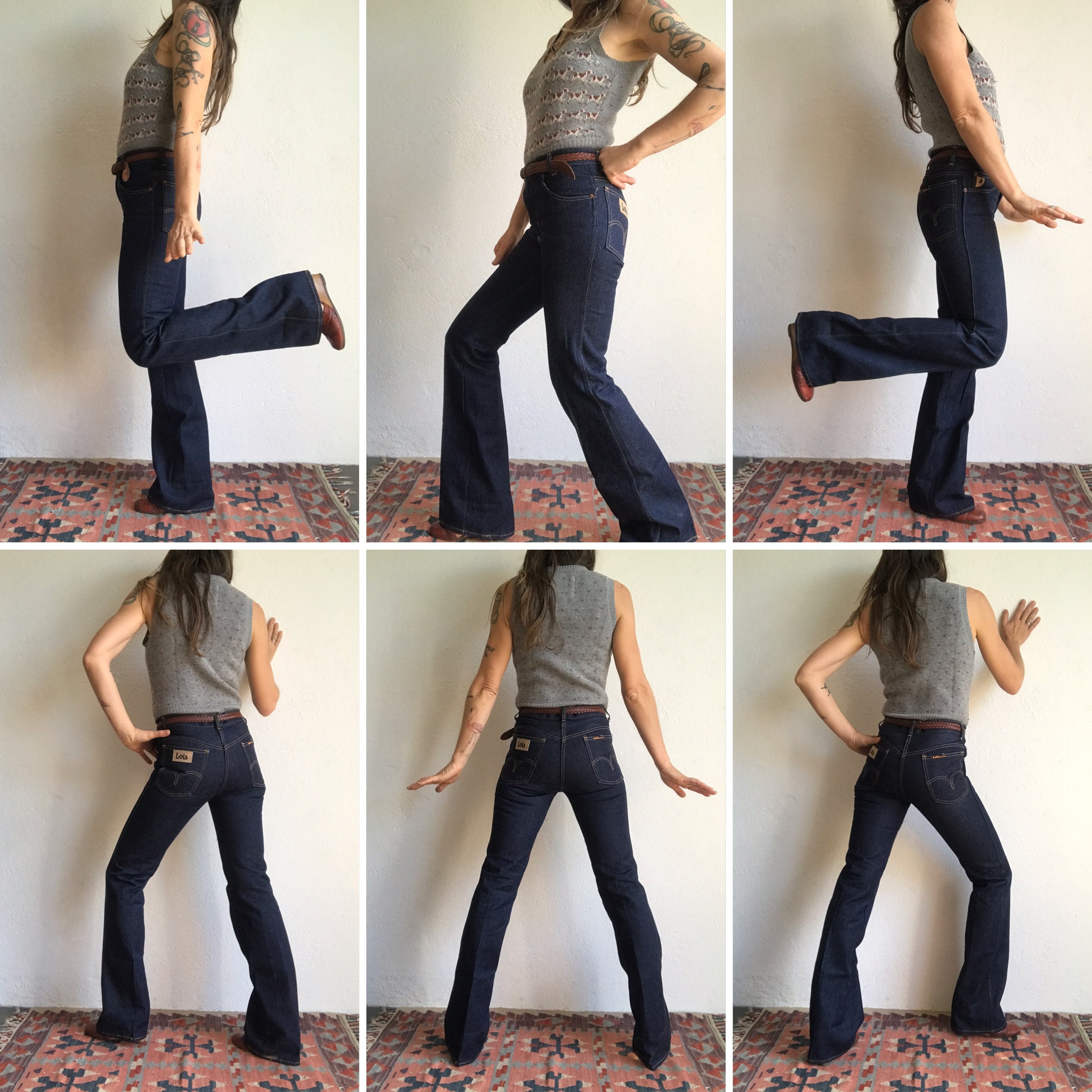 Lois Vintage Flares Jeans 1970s High 