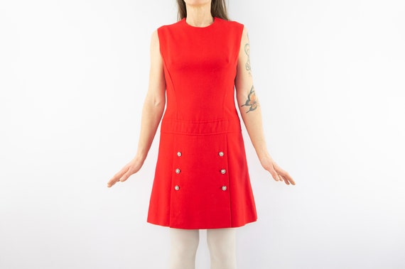 Vintage A-Line Dress | 1960s | Red Mod Dress | Tr… - image 2