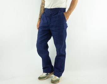 Size 32x29 Vintage 90s Portex French Work Trouser Blue Cargo Pants