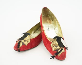 Enzo of Roma Ballerines Vintage 1990s Escarpins en Daim