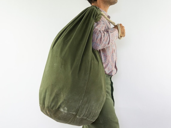 Vintage US Army Barracks Bag WW2 1940s | HBT Olive Green OG107