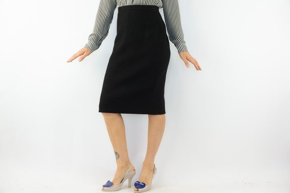 Pierre Cardin | Vintage Pencil Skirt | 1970s | Bl… - image 4
