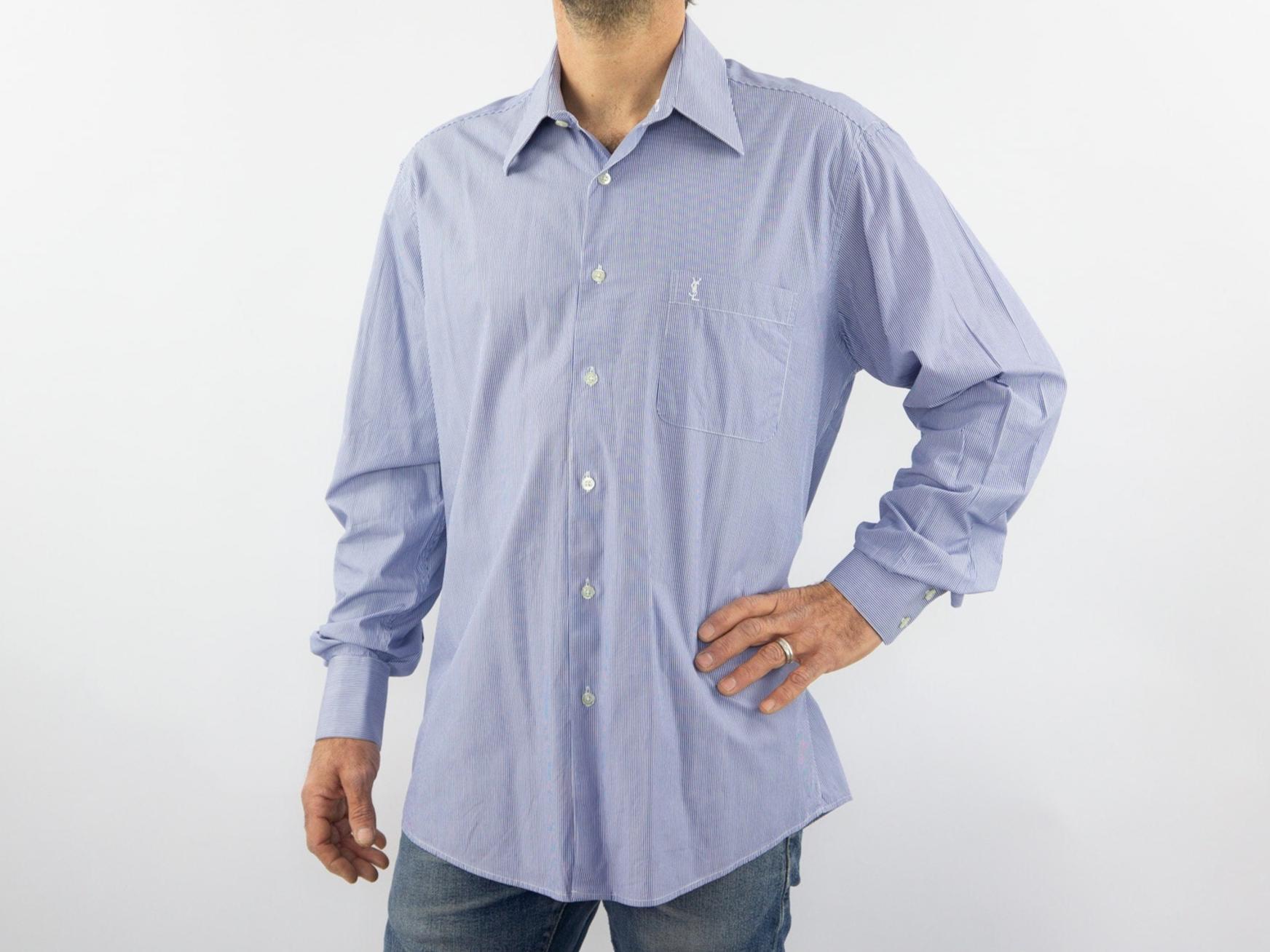 Yves Saint Laurent Vintage Pinstripe Shirt 1990s | Blue White