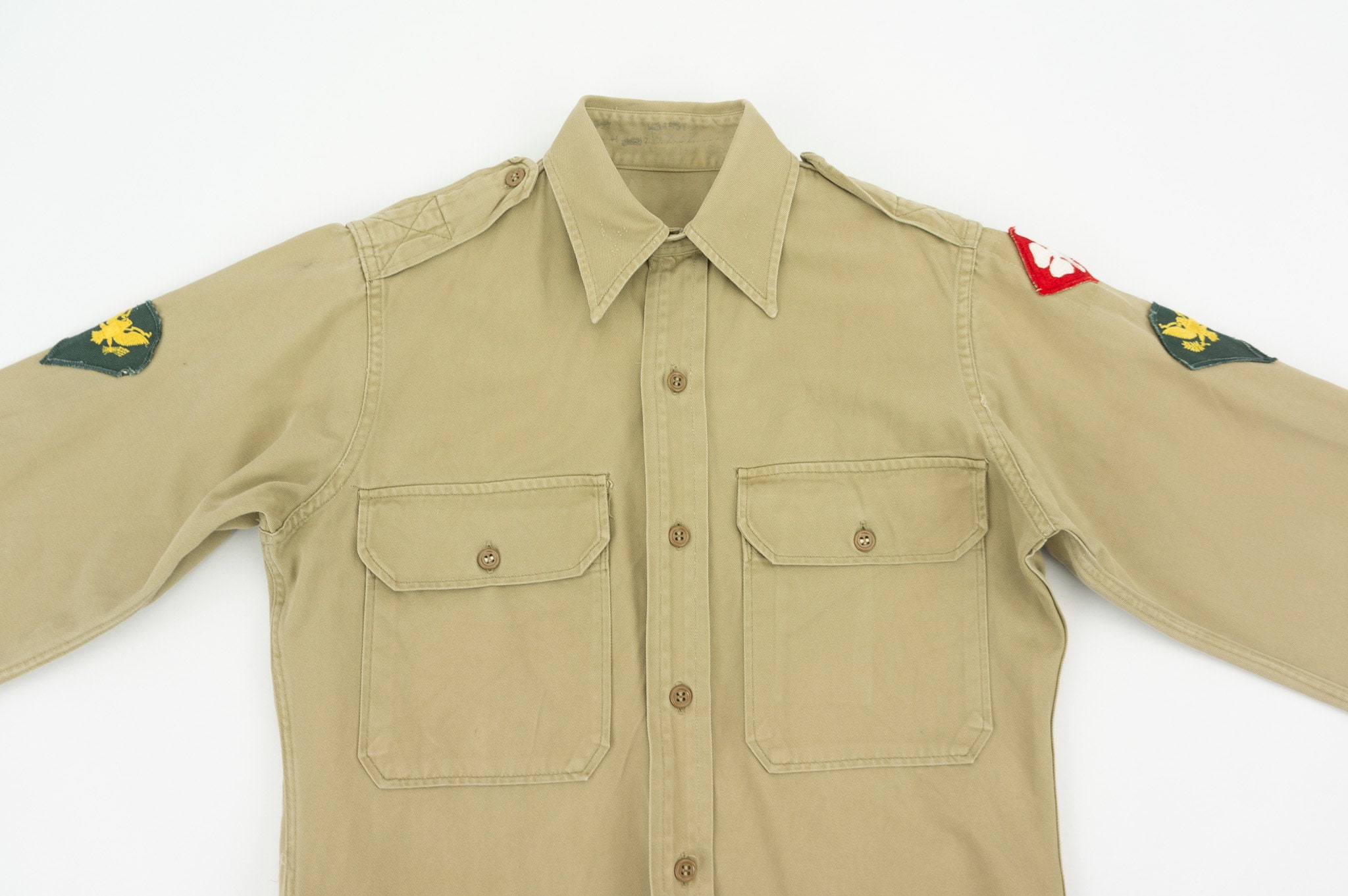 ww2 米軍　チノシャツ　1940s 40s Vintage 1940s US Military WW2 Wool Button Shirt Olive Adult