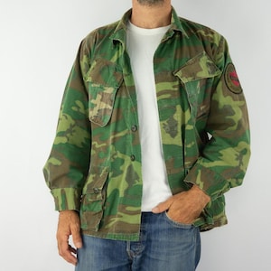 Vintage US Bundeswehr Einsatzjacke 1960s | Camo Ripstop | Jungle Fatigue Militärmantel | Schräge Taschen | Hergestellt in den USA | Grösse M