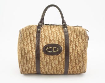 Vintage Luxury 80's Dior Trotter Canvas Monogram Boston Speedy Bag