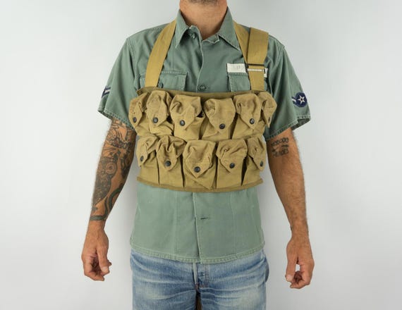 個人装備 USMC OD CANVAS 3POCKET GRENADE CARRIER US Army Grenade Vest WW1/WW2 | Usmc Vest | Khaki Cotton Pouch