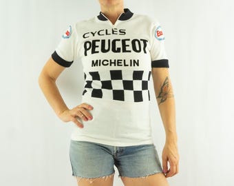 Vintage Peugeot Michelin Radtrikot 1970er Jahre | Bernard Thévenet, Esso | Frankreich | XS/S
