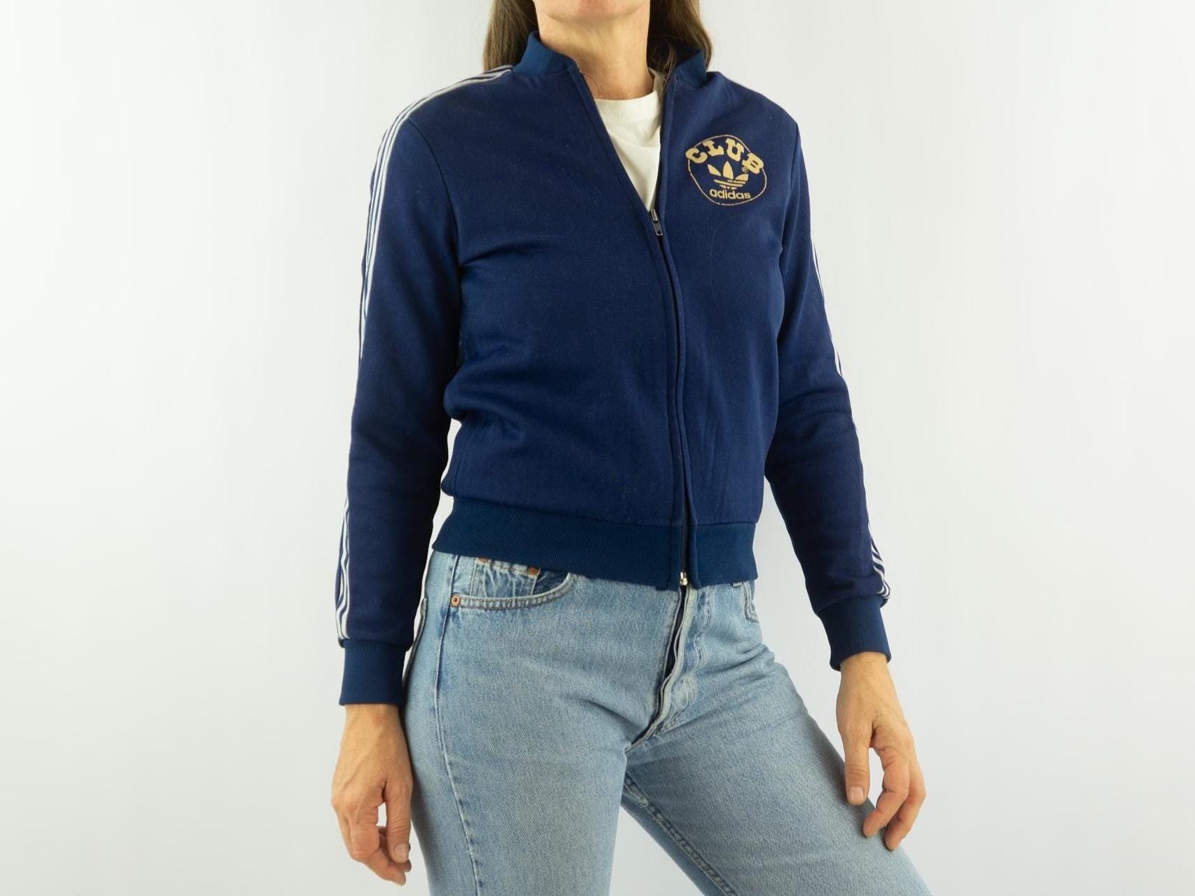Adidas Ventex Vintage Track Jacket 1970s | Navy Blue White Stripes