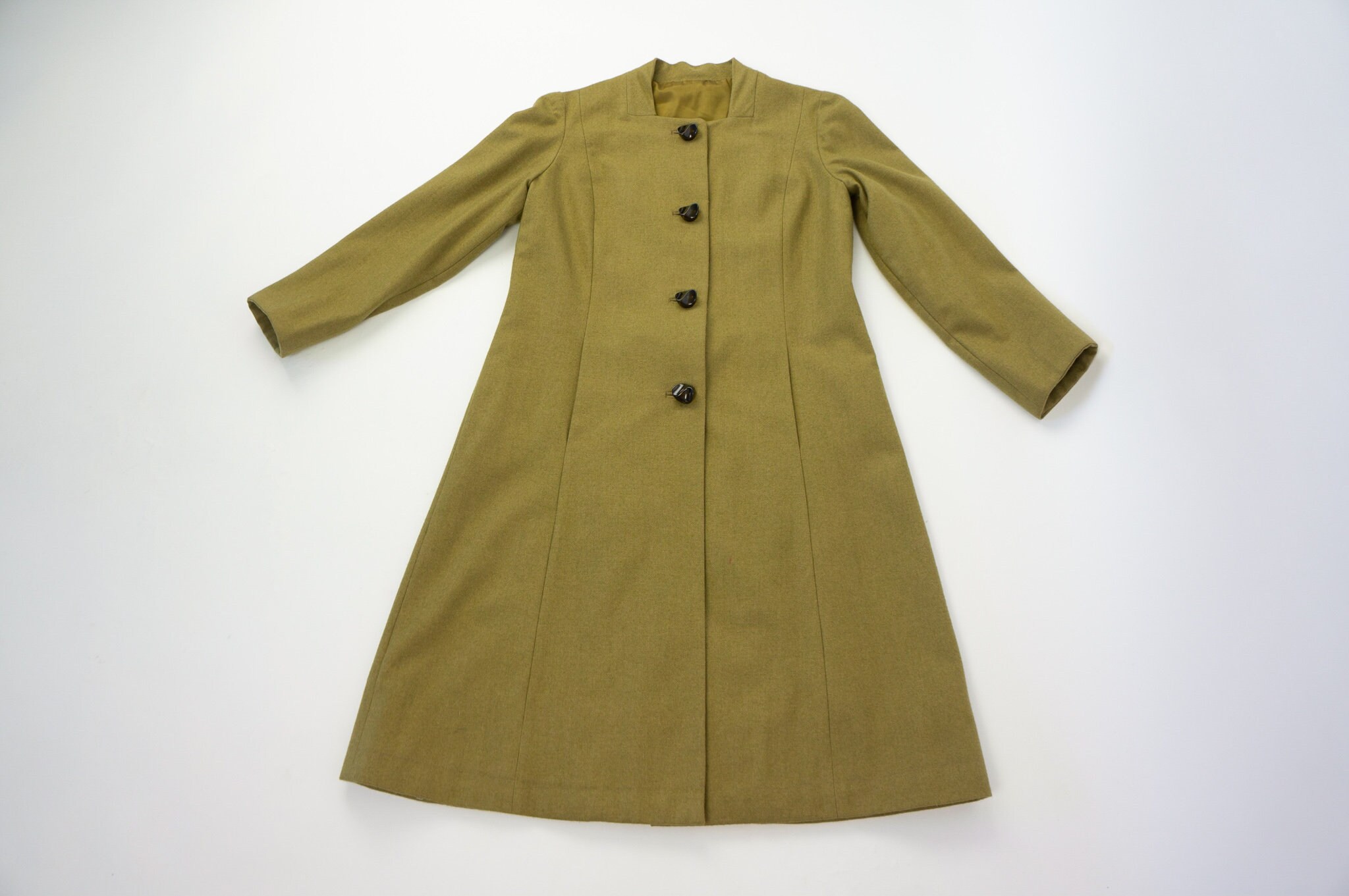 Vintage A-line Coat | 1950/60s | Mod Coat | Olive Green Vintage A-line Coat | 1950/60s | Mod Coat | Olive Green