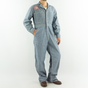 Vintage Universal Overall Stone Cutter Coverall 1960s | Herringbone Blue, Workwear Sanforized | USA | M